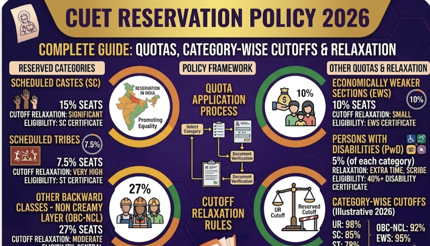 CUET Reservation Policy 2026: Complete Guide to Quotas, Category-Wise Cutoffs & Relaxation