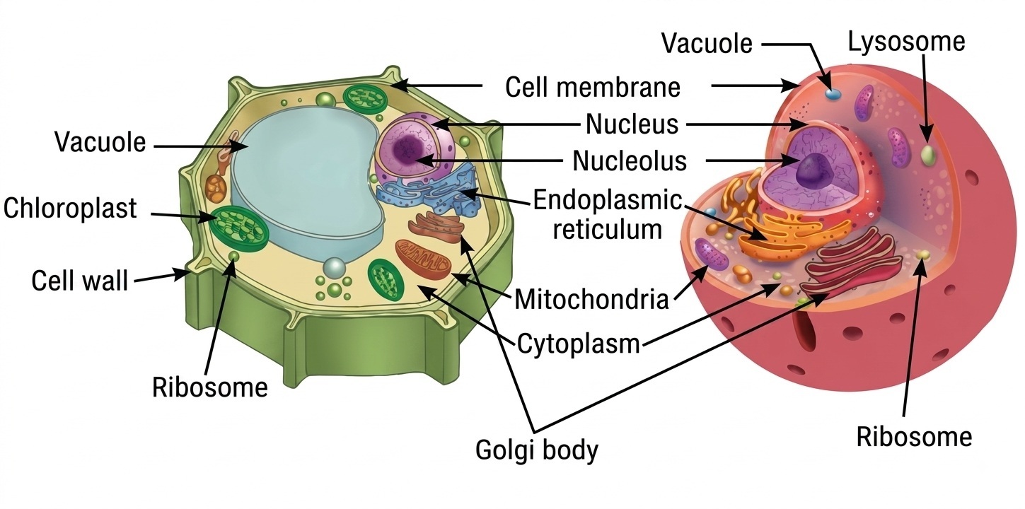 Plant cell and animal cell