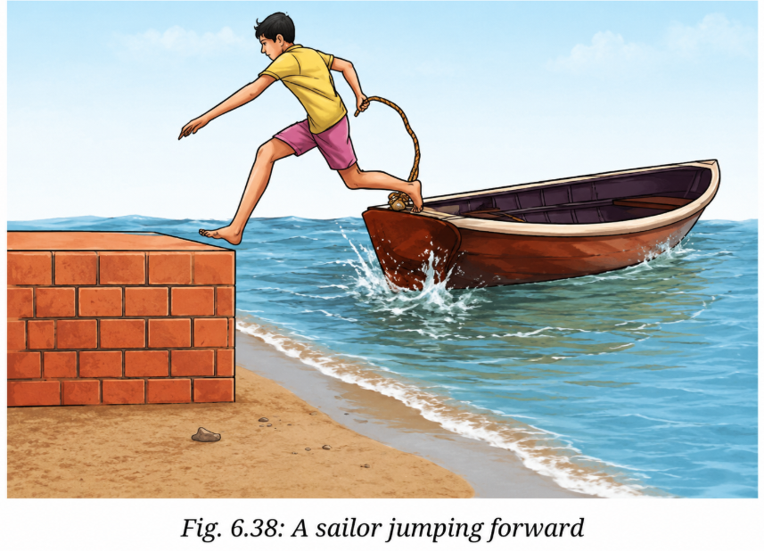Sailor jumping from boat