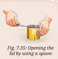 Opening can lid with spoon