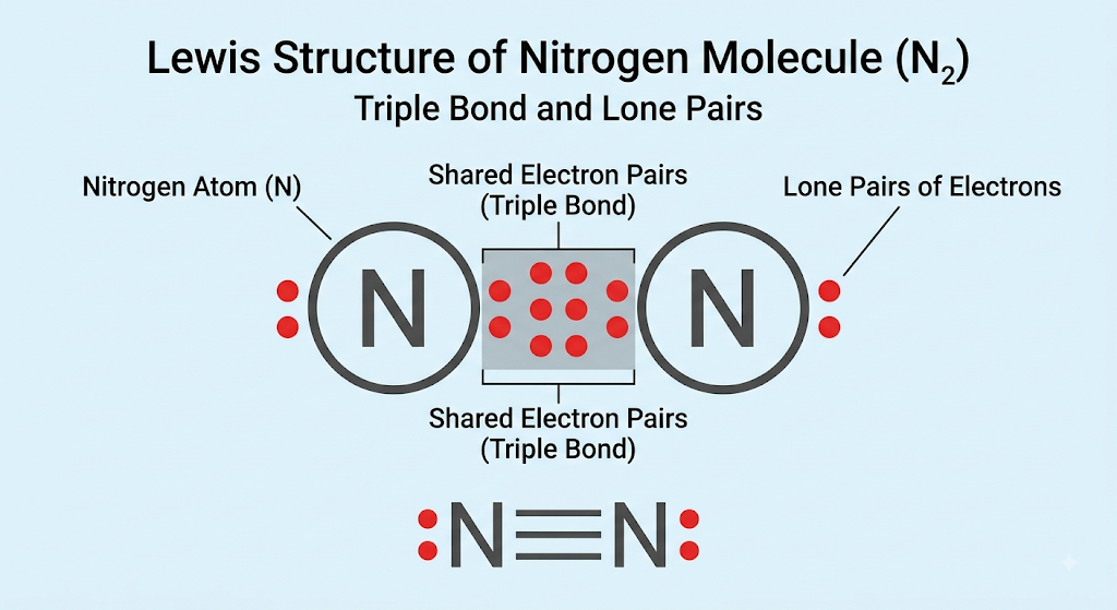 Lewis structure of nitrogen molecule